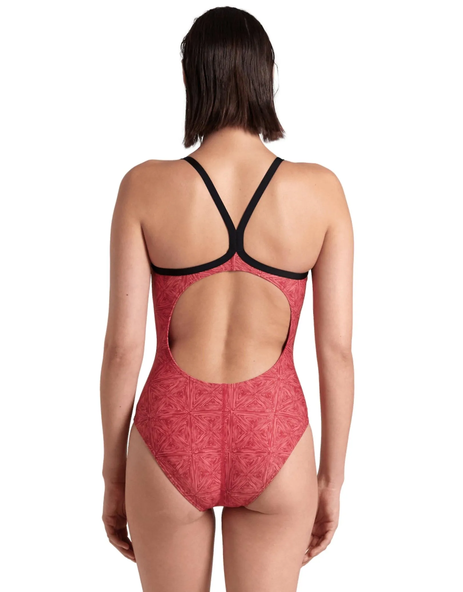 ARENA ABSTRACT TILES LIGHTDROP BACK SWIMSUIT  RED