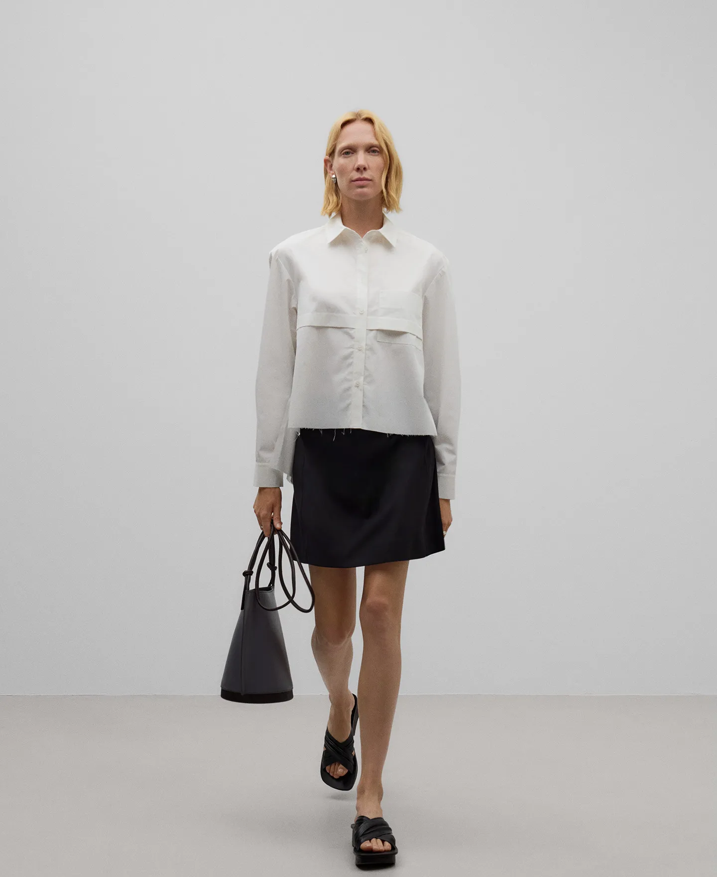 Asymmetrical cotton shirt woman