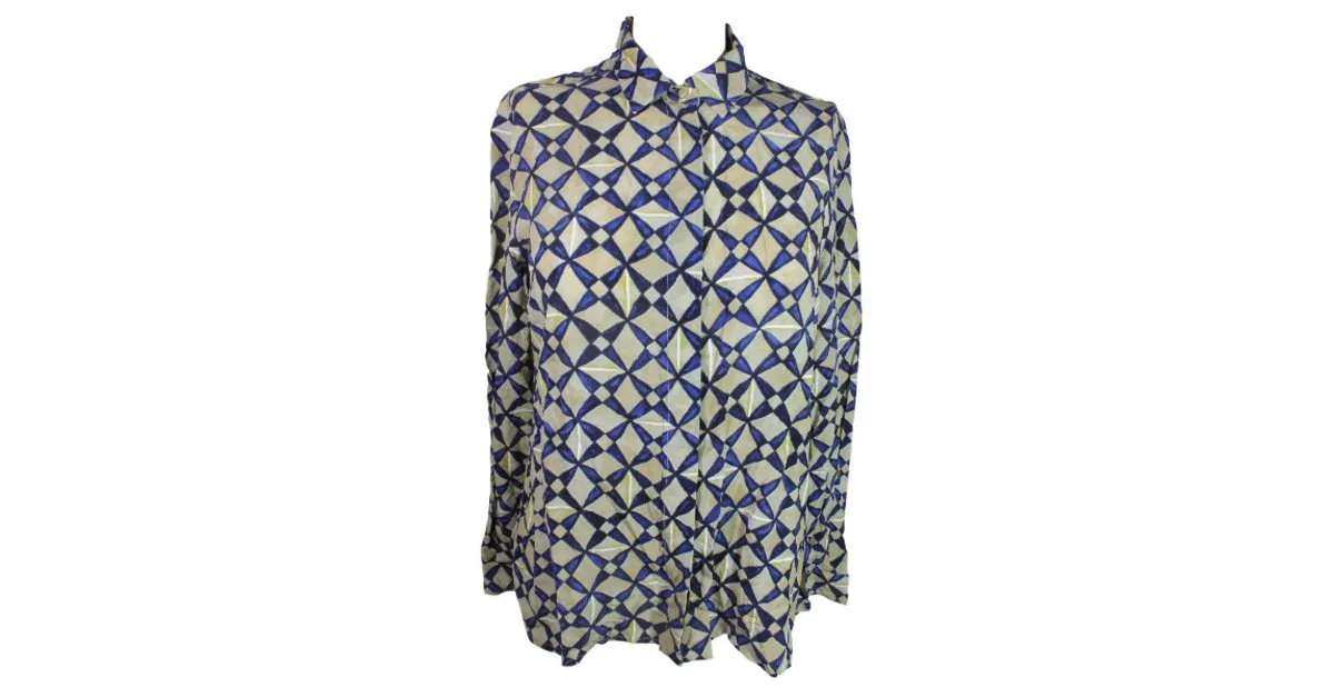 Balenciaga camisa de seda Azul Beige 