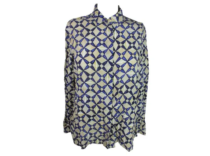 Balenciaga camisa de seda Azul Beige 
