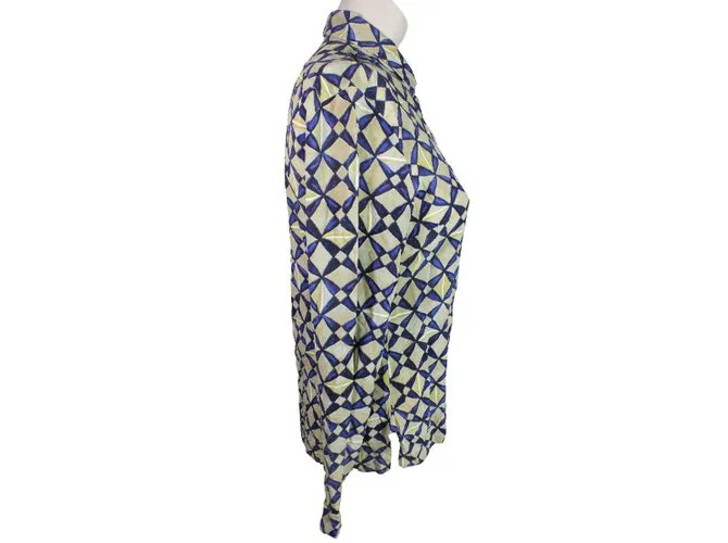 Balenciaga camisa de seda Azul Beige 