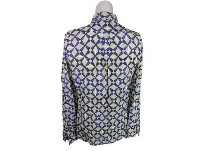 Balenciaga camisa de seda Azul Beige 