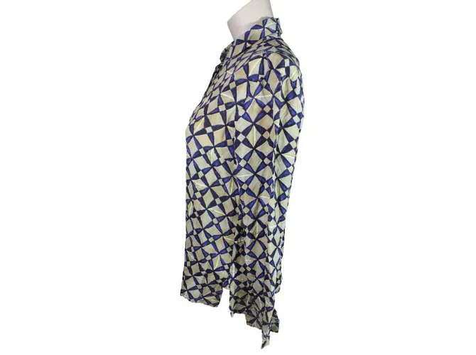 Balenciaga camisa de seda Azul Beige 
