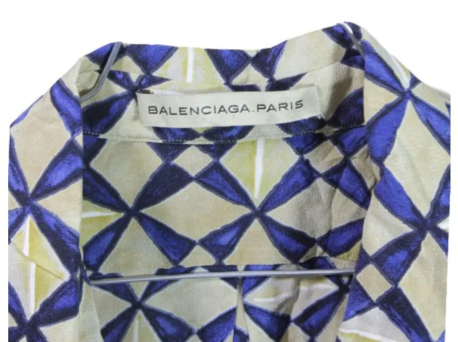 Balenciaga camisa de seda Azul Beige 