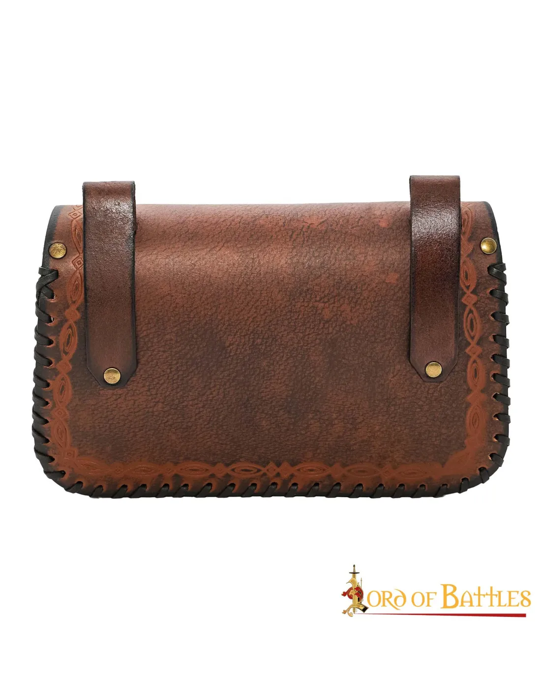 BOLSO DEL HECHICERO MEDIEVAL, TIPO RIñONERA, EN PIEL  MARRóN
