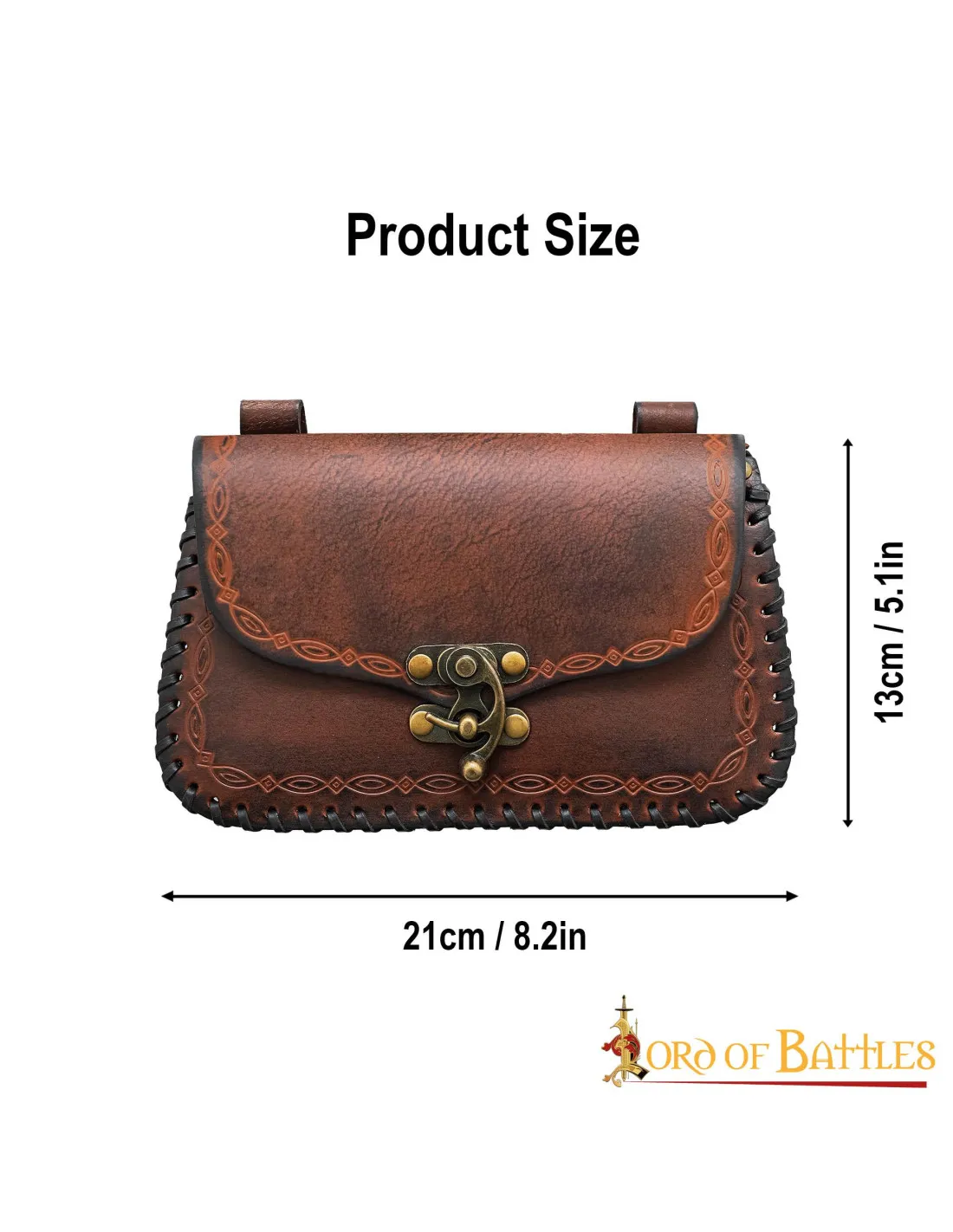 BOLSO DEL HECHICERO MEDIEVAL, TIPO RIñONERA, EN PIEL  MARRóN