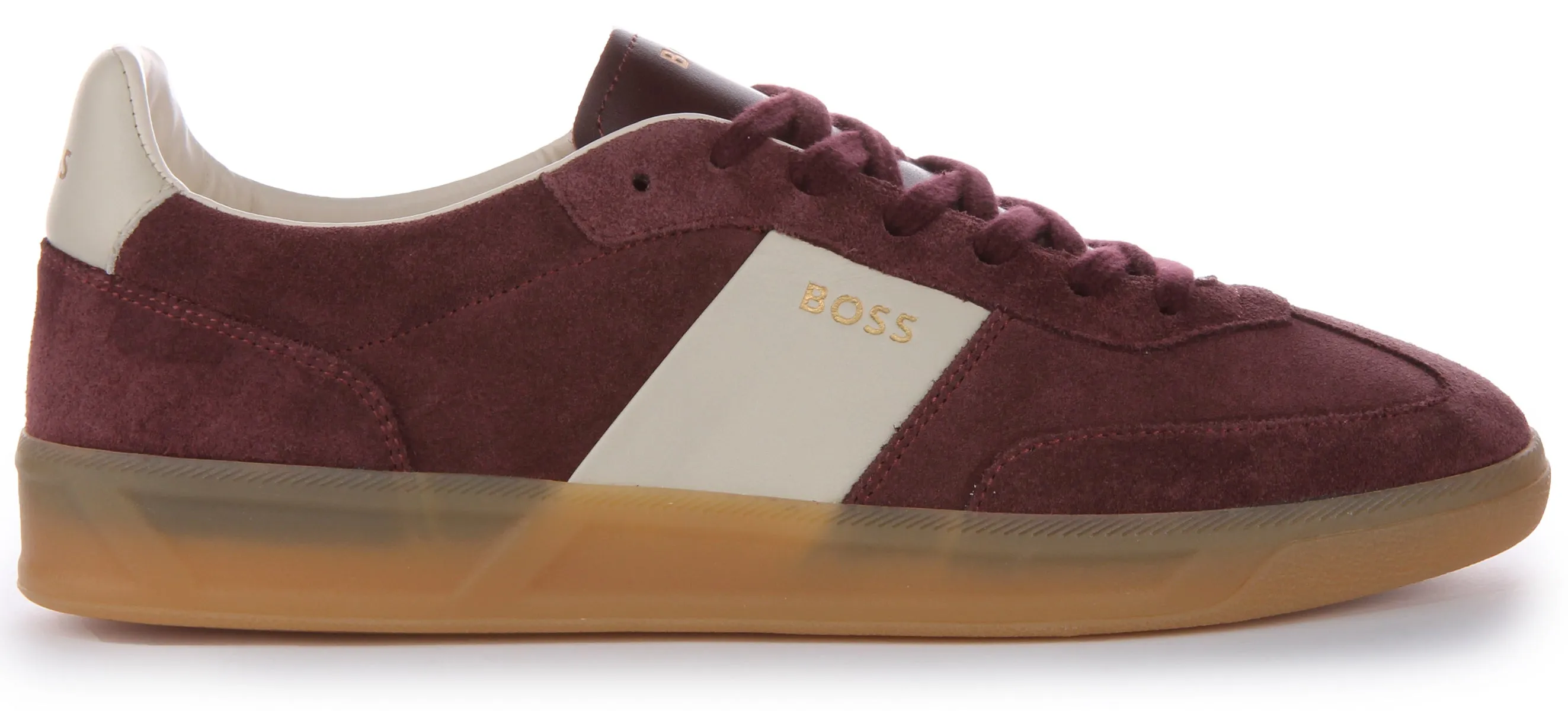 Boss Brandon Tenn SD Superposición de gamuza con logo plano Zapatillas de cuero de ante para hombres en rojo y blanco