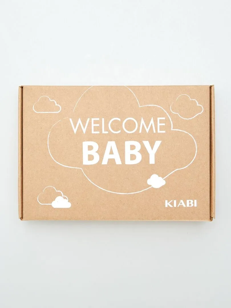 BOX PARA RECIéN NACIDO 'WELCOME BABY'  5 PIEZAS  GRIS