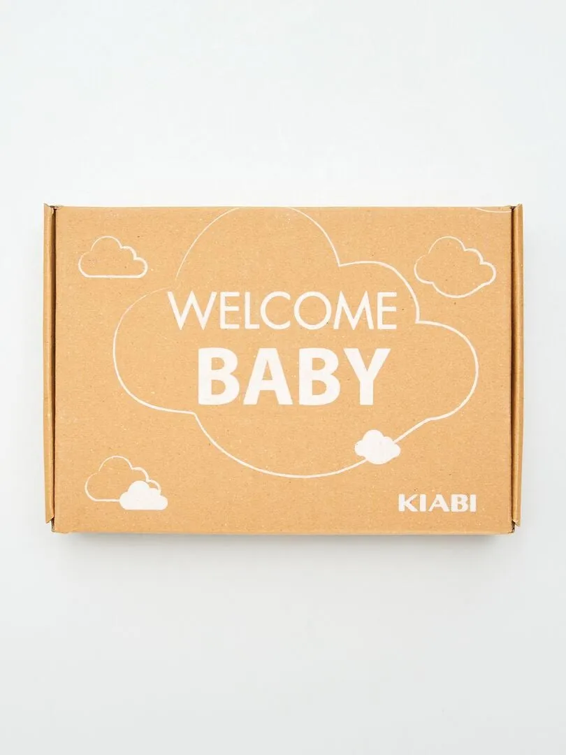 BOX PARA RECIéN NACIDO 'WELCOME BABY'  5 PIEZAS  MARRON