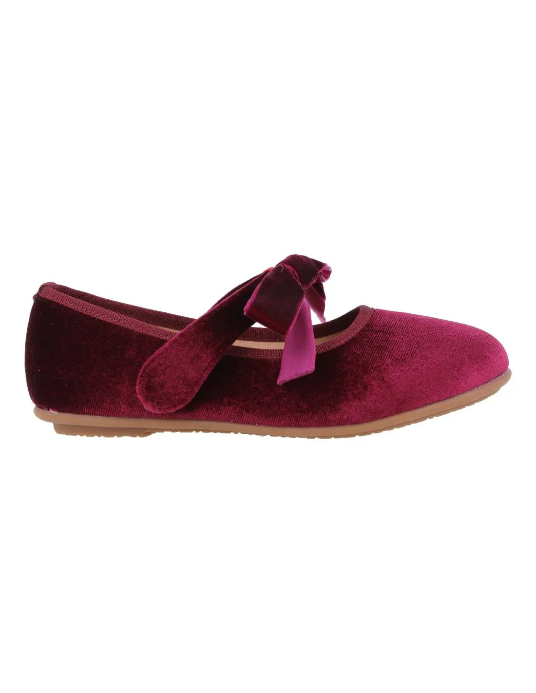 BUBBLE KIDS  MERCEDITAS TERCIOPELO VELCRO LAZO BURDEOS