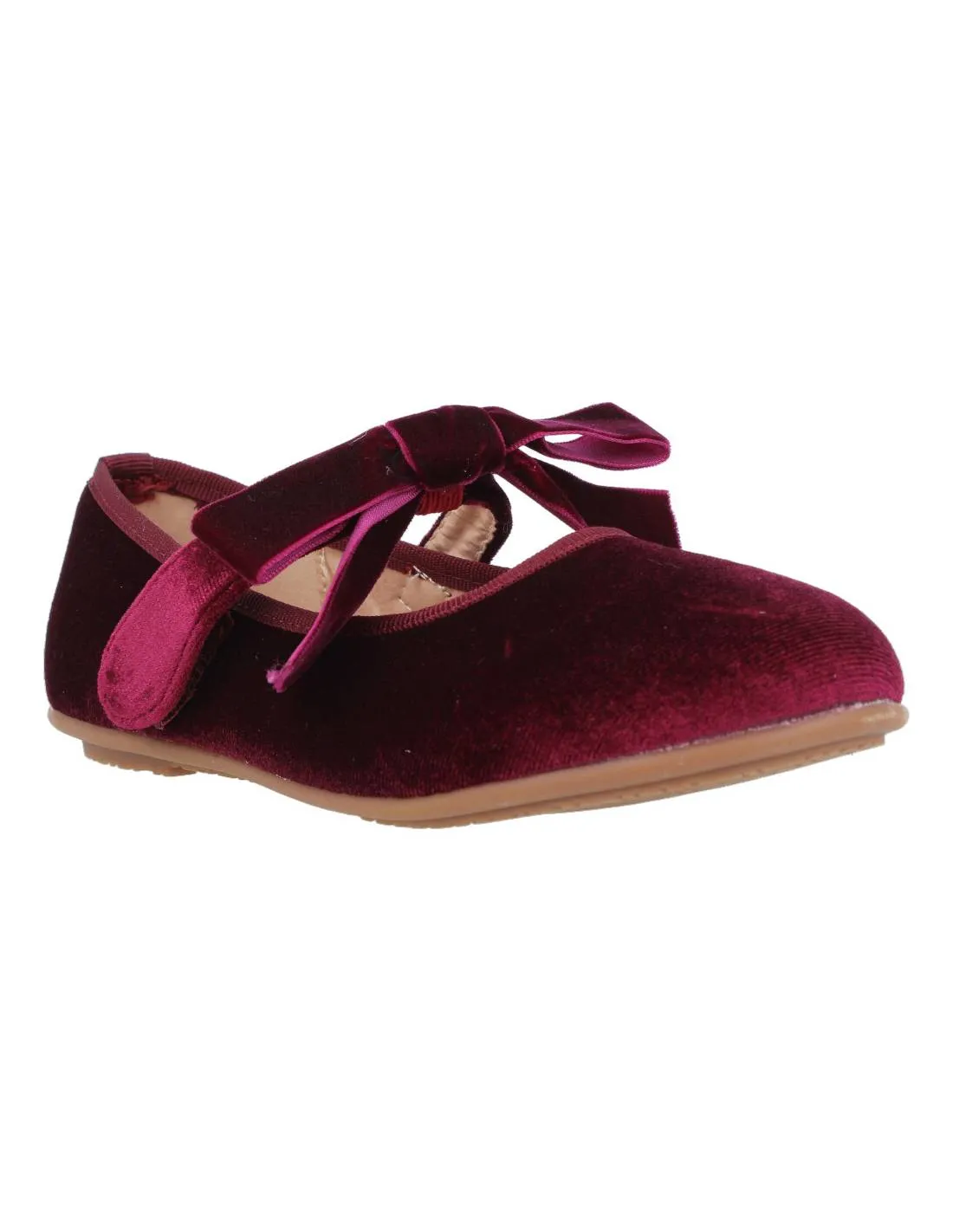BUBBLE KIDS  MERCEDITAS TERCIOPELO VELCRO LAZO BURDEOS