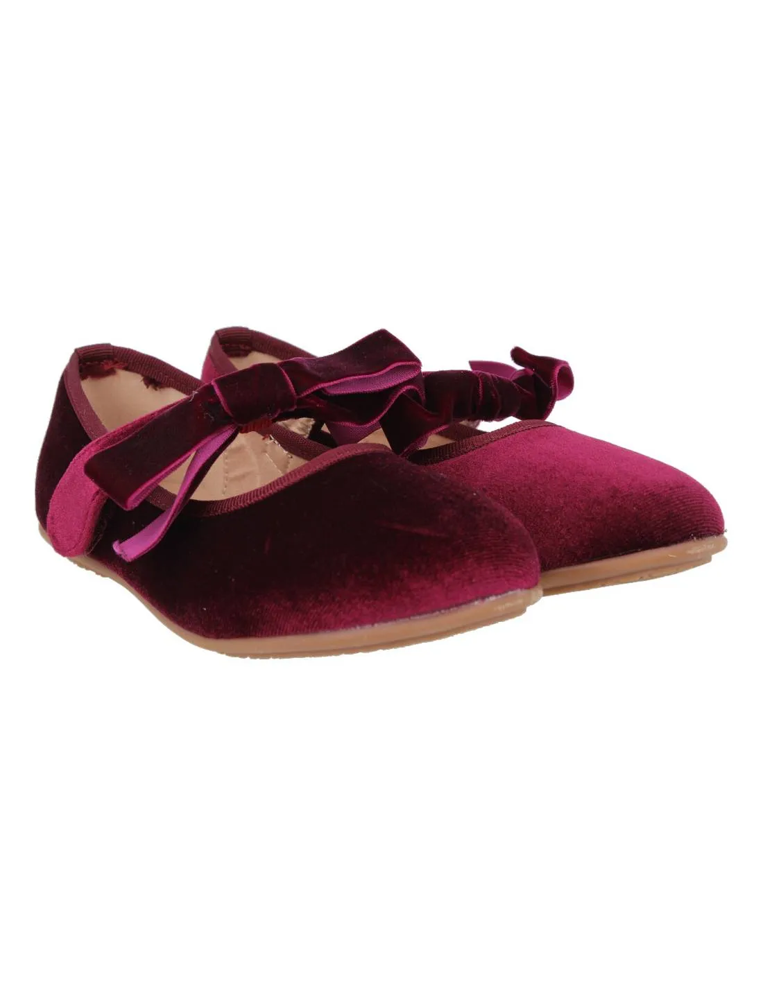 BUBBLE KIDS  MERCEDITAS TERCIOPELO VELCRO LAZO BURDEOS