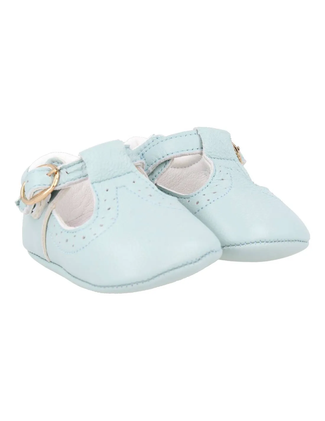 BUBBLE KIDS  ZAPATO BEBé PIEL PEPITO CELESTE