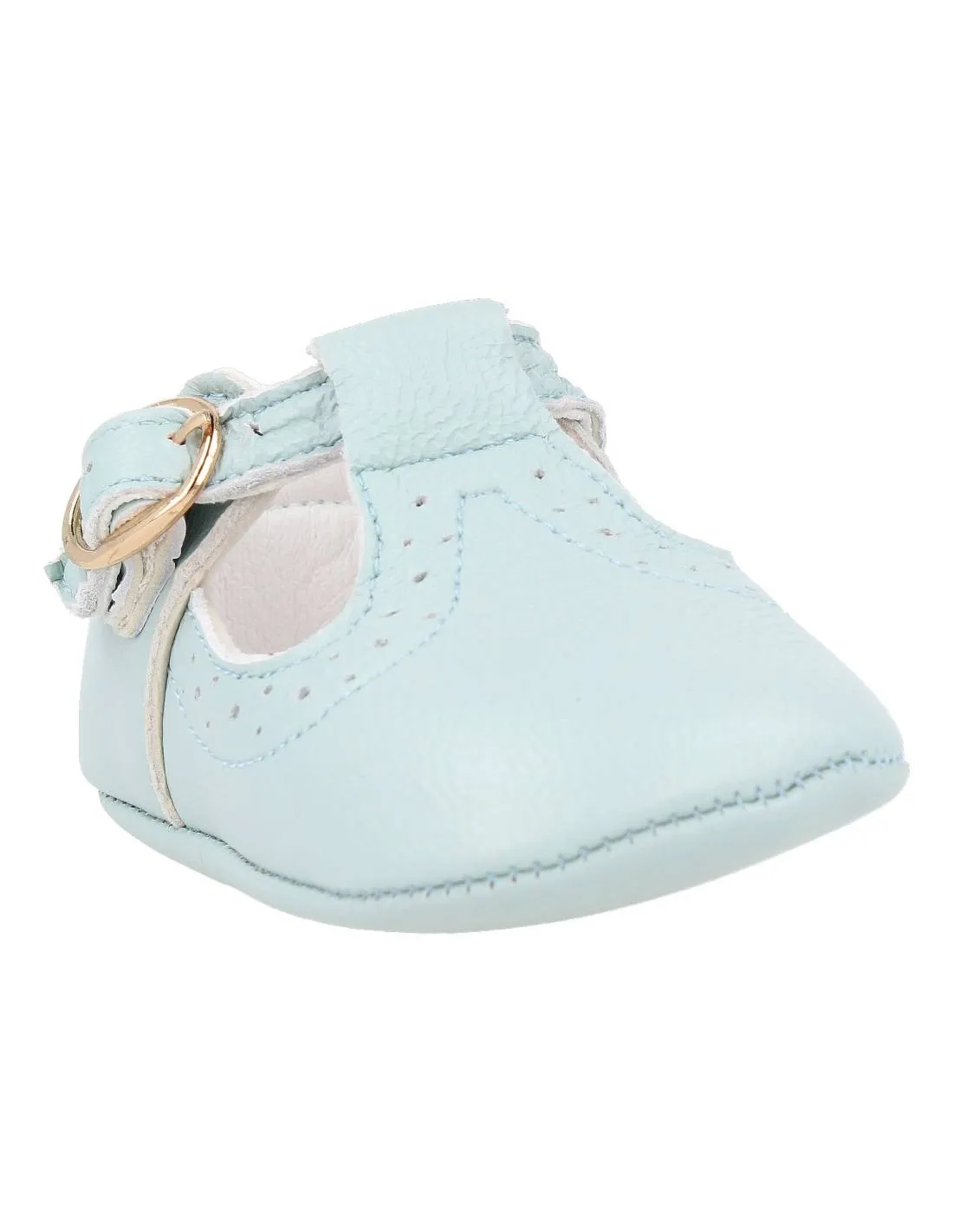 BUBBLE KIDS  ZAPATO BEBé PIEL PEPITO CELESTE