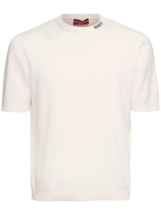 Camiseta de seda y algodón con logo