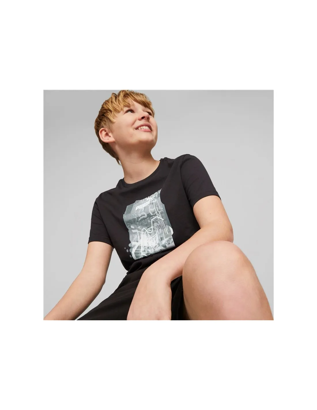 Camiseta Puma Essentials+ Street Art Grap Niño Black