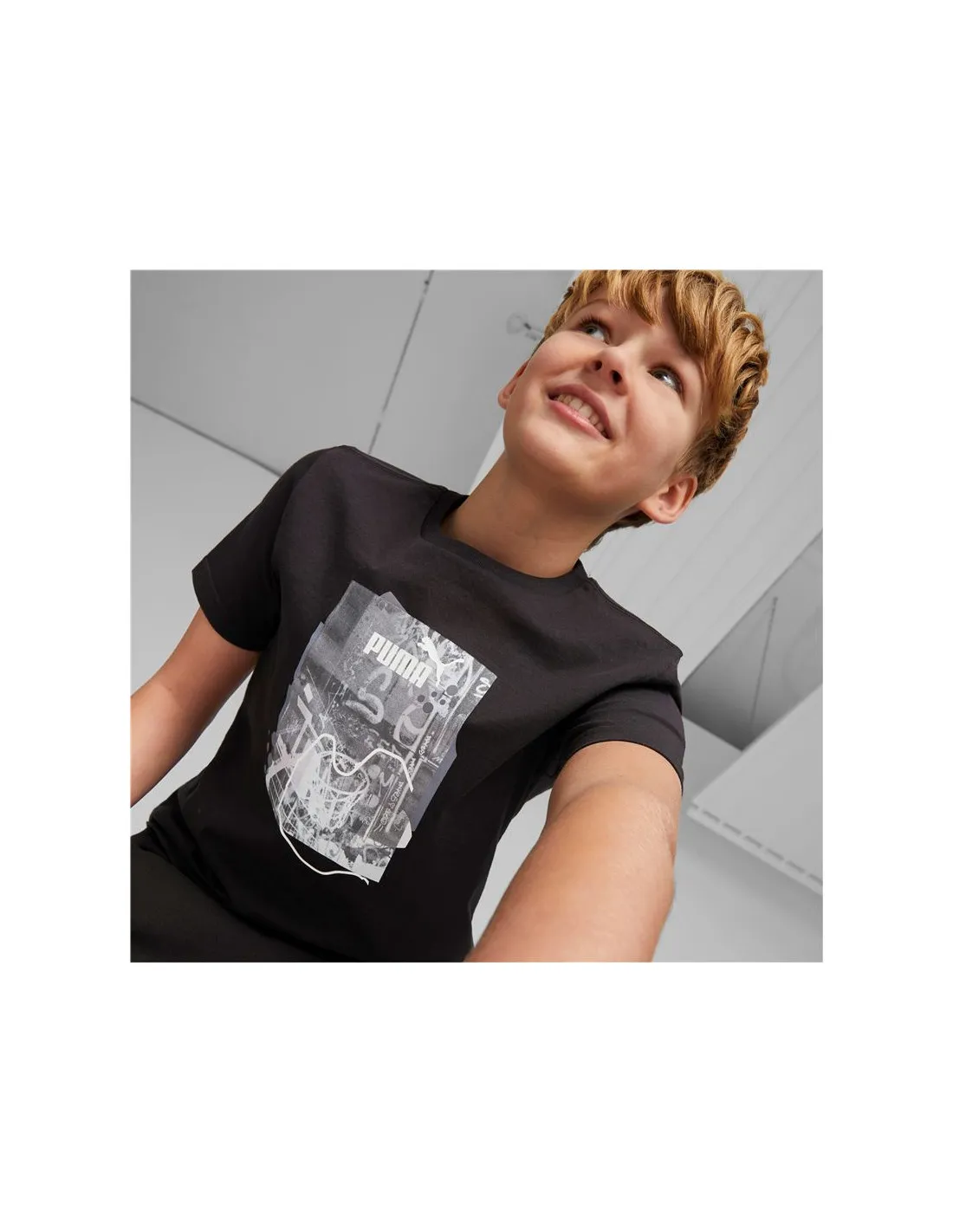 Camiseta Puma Essentials+ Street Art Grap Niño Black