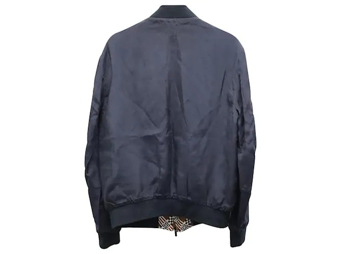 Chaqueta Bomber Reversible Fendi en Seda Azul 