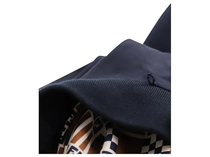 Chaqueta Bomber Reversible Fendi en Seda Azul 