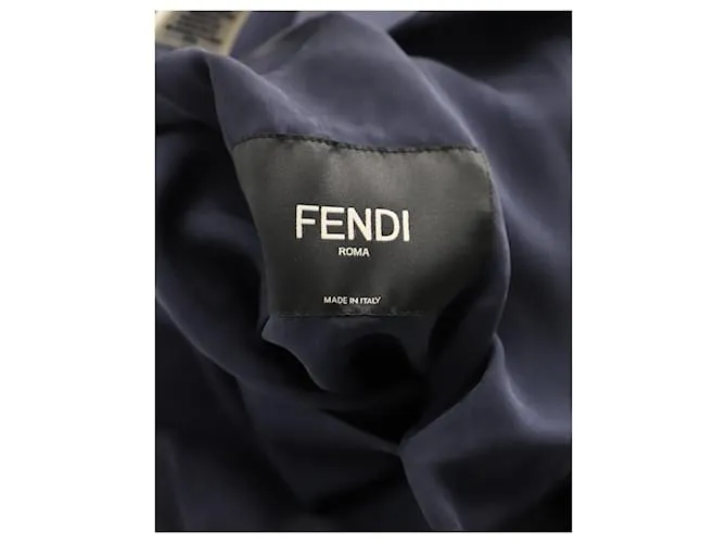 Chaqueta Bomber Reversible Fendi en Seda Azul 