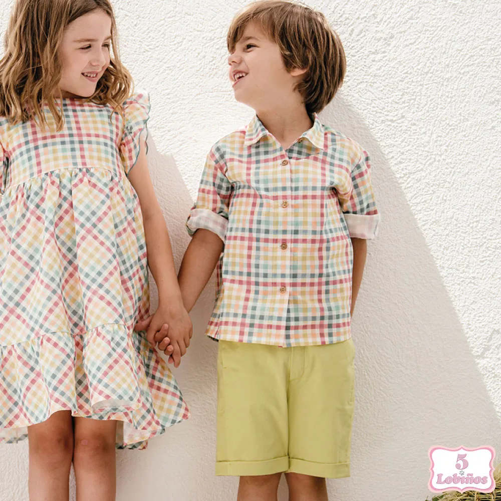 CONJUNTO NIÑO CUADROS MULTICOLOR Coco Acqua