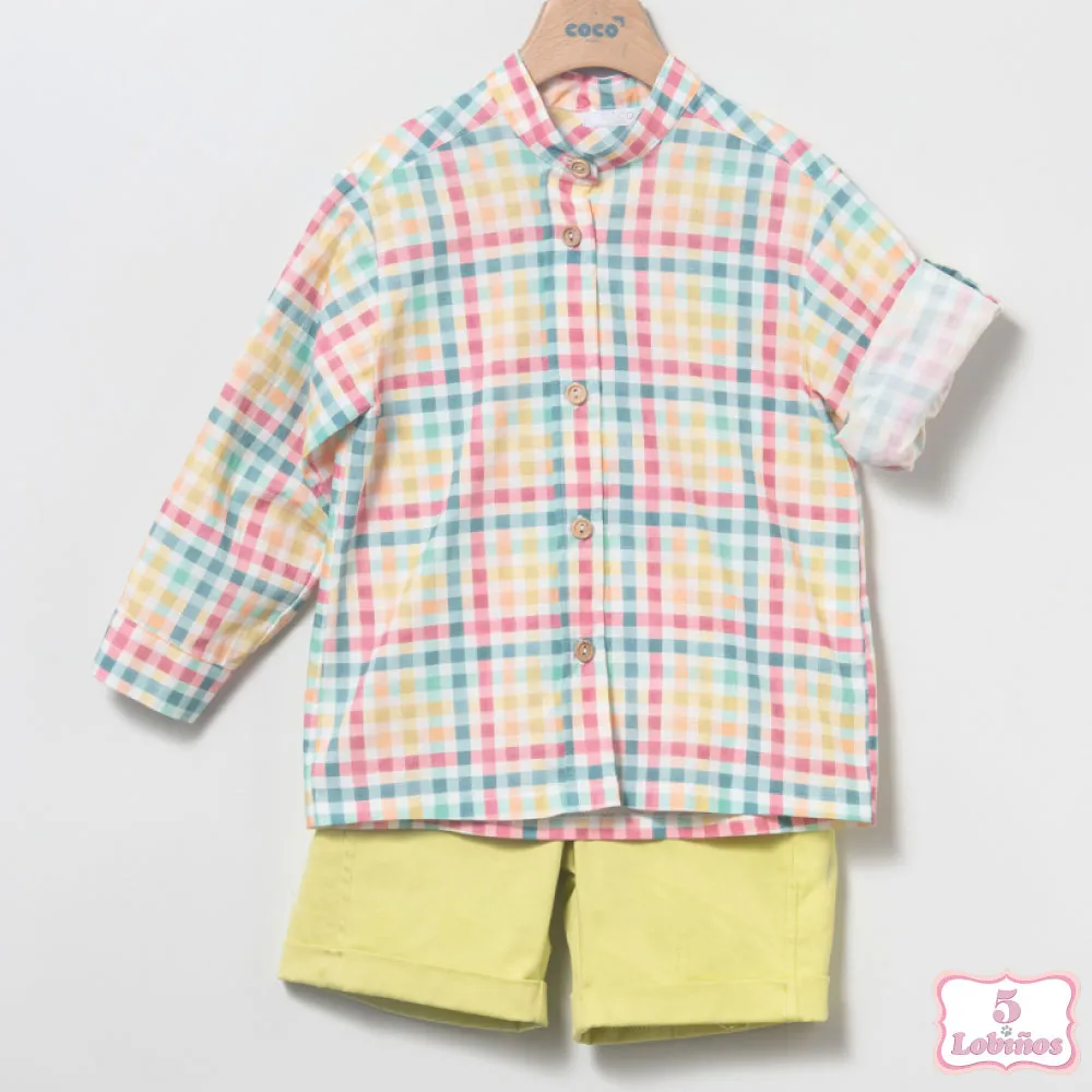 CONJUNTO NIÑO CUADROS MULTICOLOR Coco Acqua