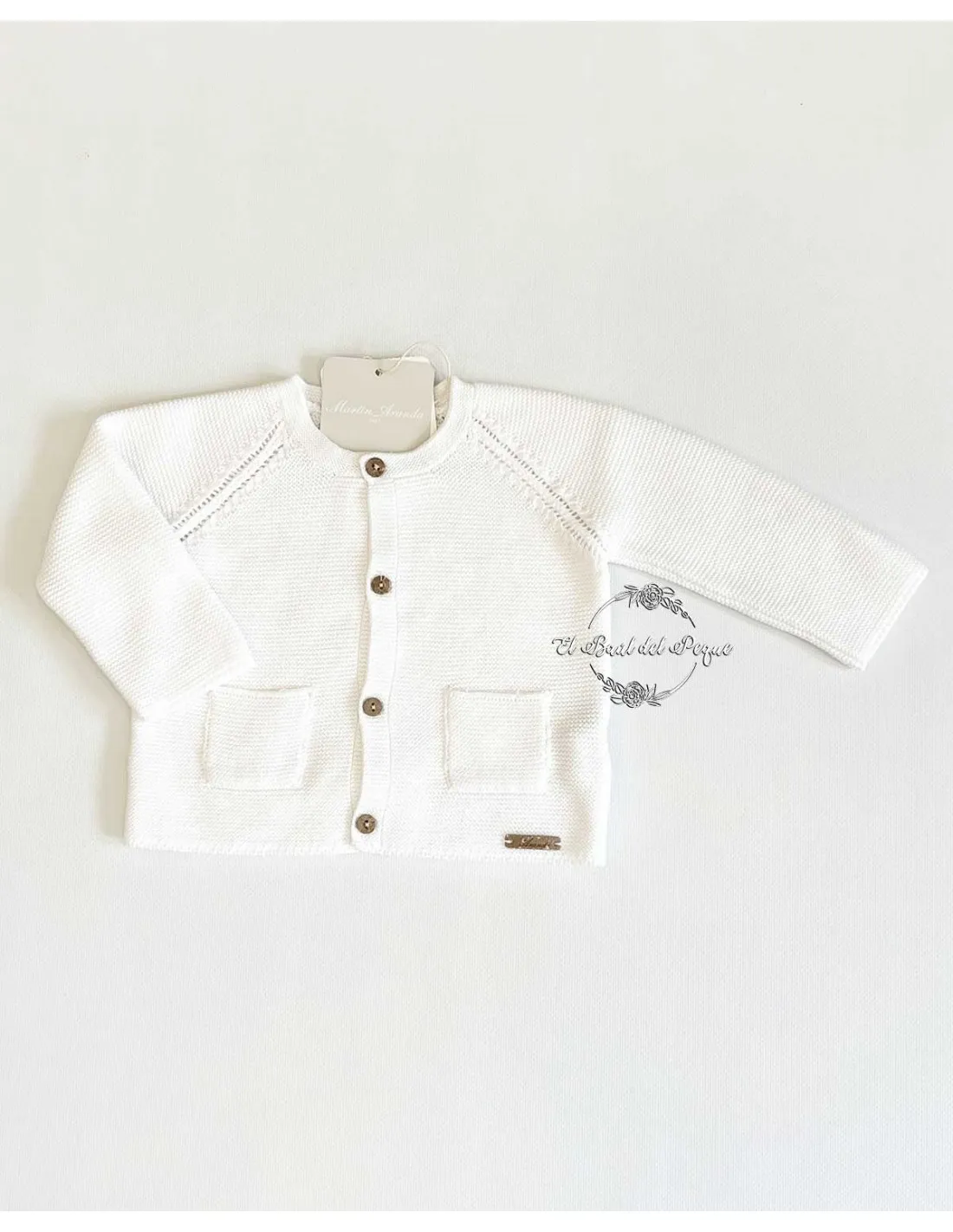Cárdigan Punto 100% Algodón Largo Unisex Blanco Martín Aranda