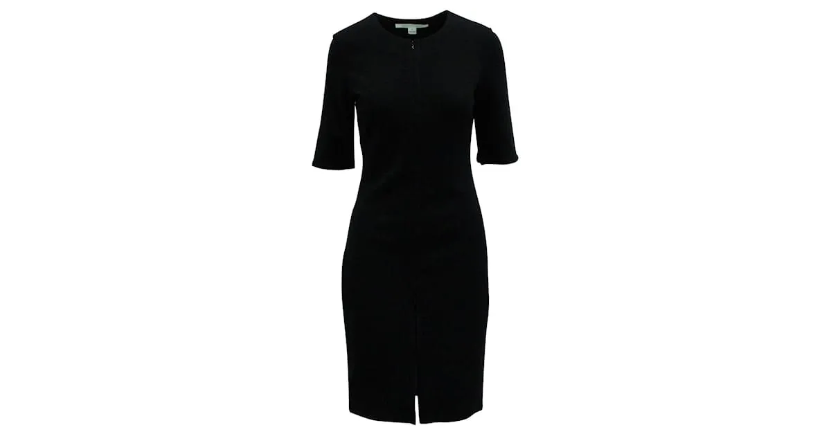 Diane Von Furstenberg Vestido negro con cremallera invisible en la parte delantera 