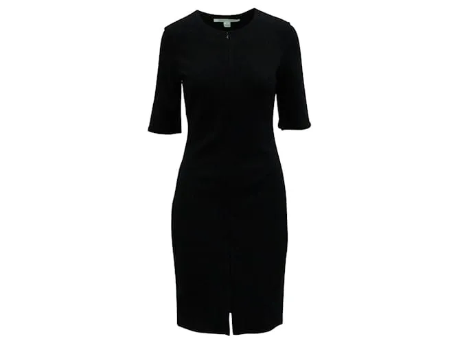 Diane Von Furstenberg Vestido negro con cremallera invisible en la parte delantera 