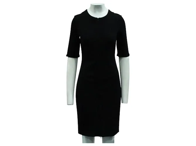 Diane Von Furstenberg Vestido negro con cremallera invisible en la parte delantera 