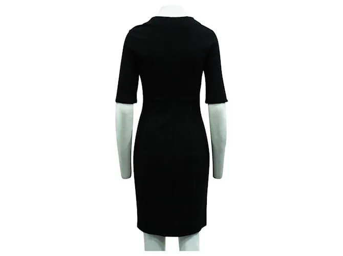 Diane Von Furstenberg Vestido negro con cremallera invisible en la parte delantera 