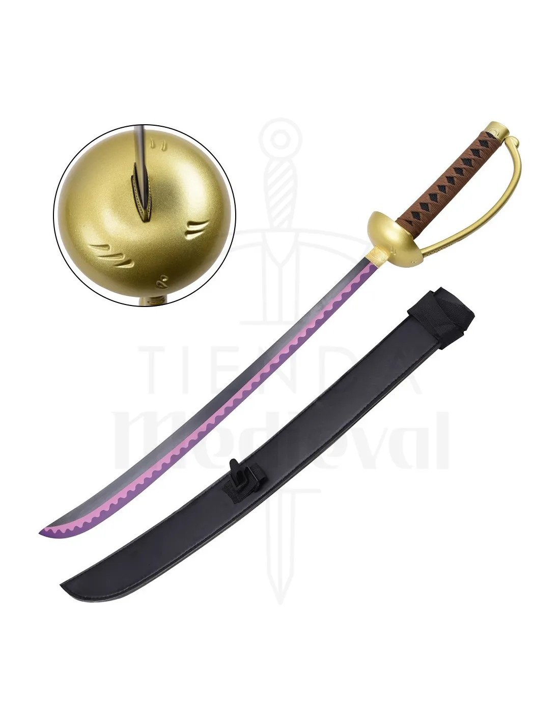 Espada del Rey Pirata Gol D. Roger de One Piece, funda en piel
