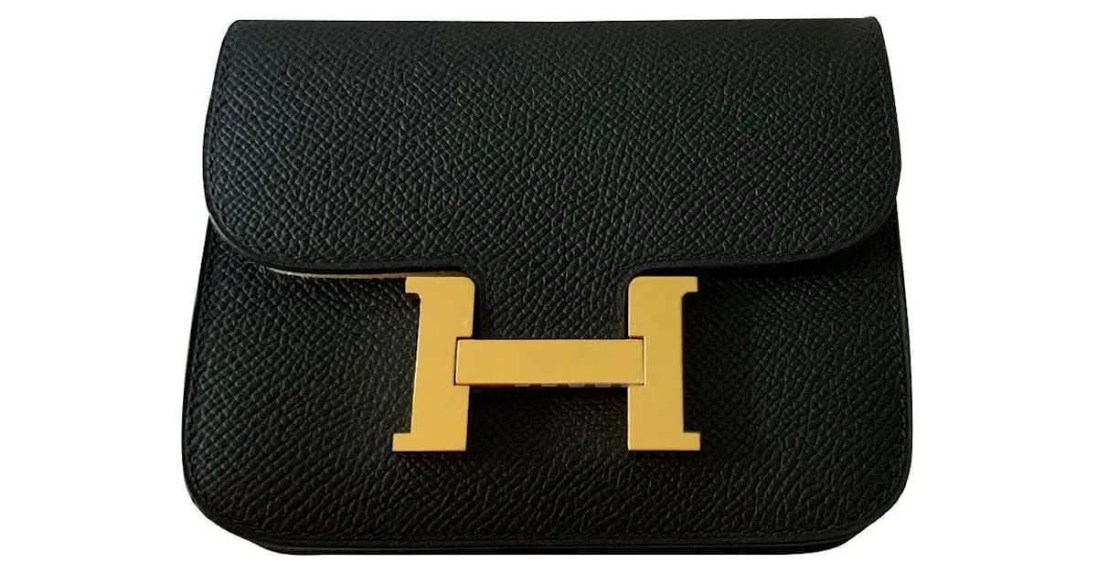 Hermès Compacto delgado Constance Negro 