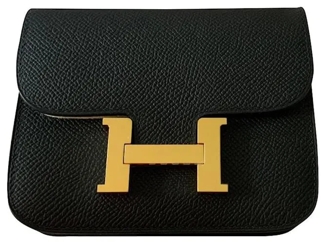 Hermès Compacto delgado Constance Negro 
