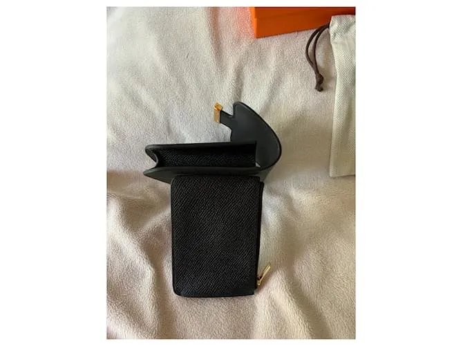 Hermès Compacto delgado Constance Negro 