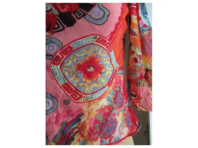 Kenzo parte superior de estilo japonés, volante. Multicolor 