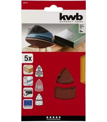 KWB ACC. 5 ABRASIVOS MULTILIJADORA 100X62X93MM GR 180  QUICKSTOCK