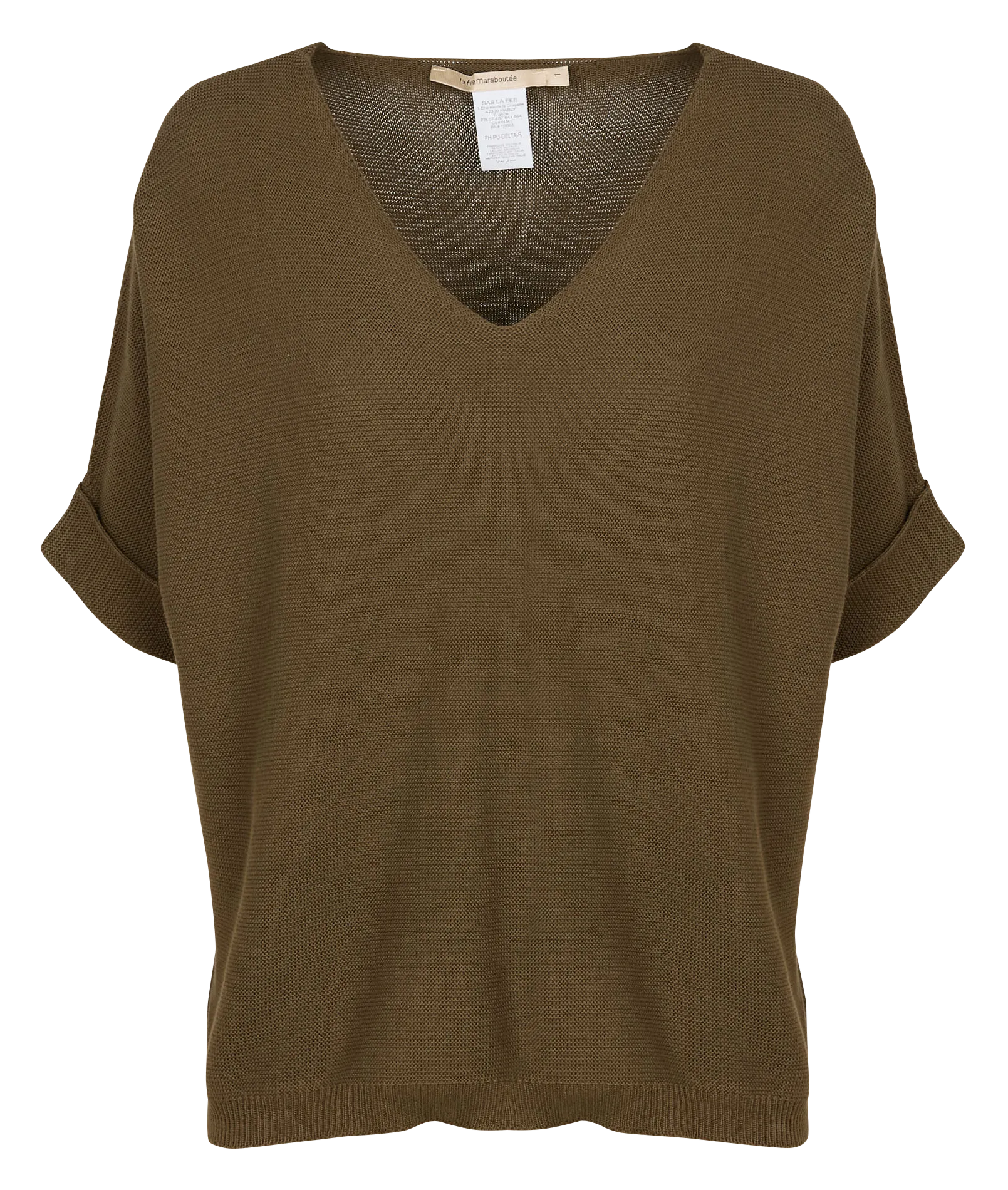 LA FEE MARABOUTEE Top holgado de punto con cuello de pico en verde
