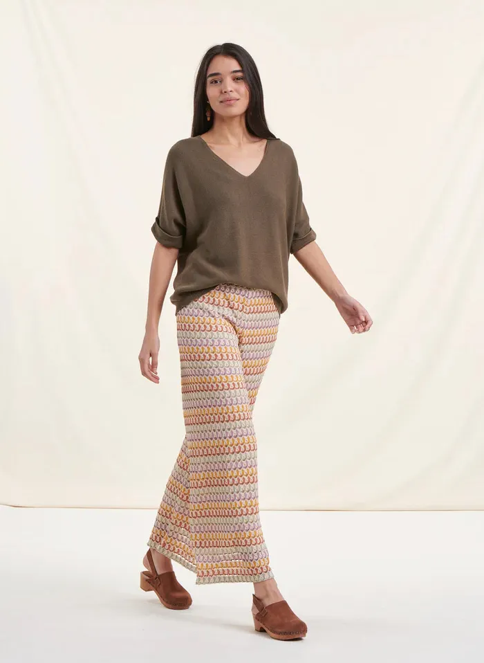 LA FEE MARABOUTEE Top holgado de punto con cuello de pico en verde