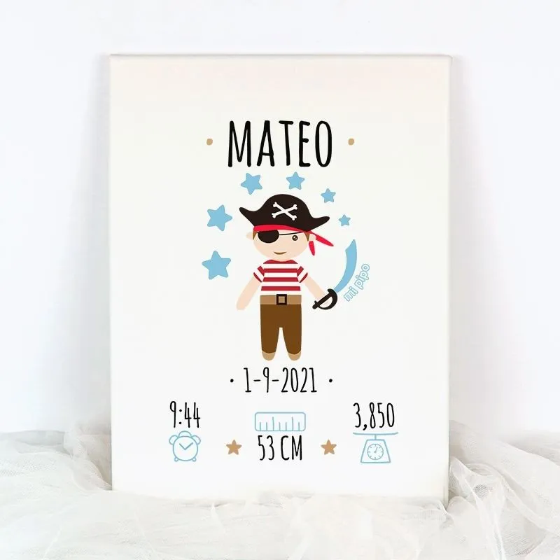 Lienzo datos de nacimiento Pirata