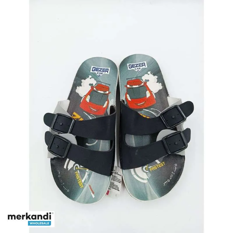 LOTE DE CHANCLAS DE PIEL PARA NIñOS MARCA GEZER  VARIEDAD Y CALIDAD EN CALZADO INFANTIL