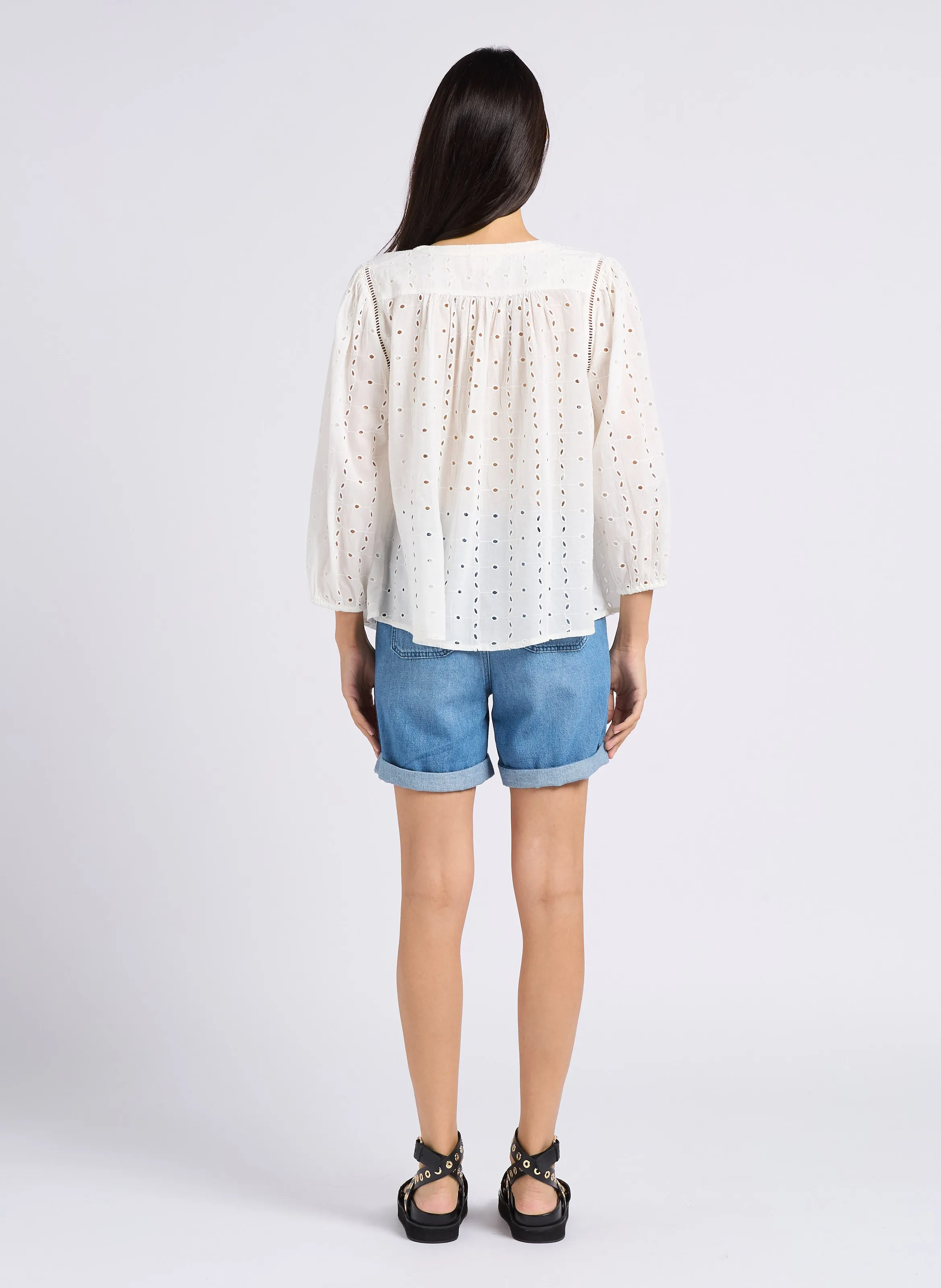 MAISON 123 SANAE  SHORT DE MEZCLILLA DE ALGODóN EN AZUL