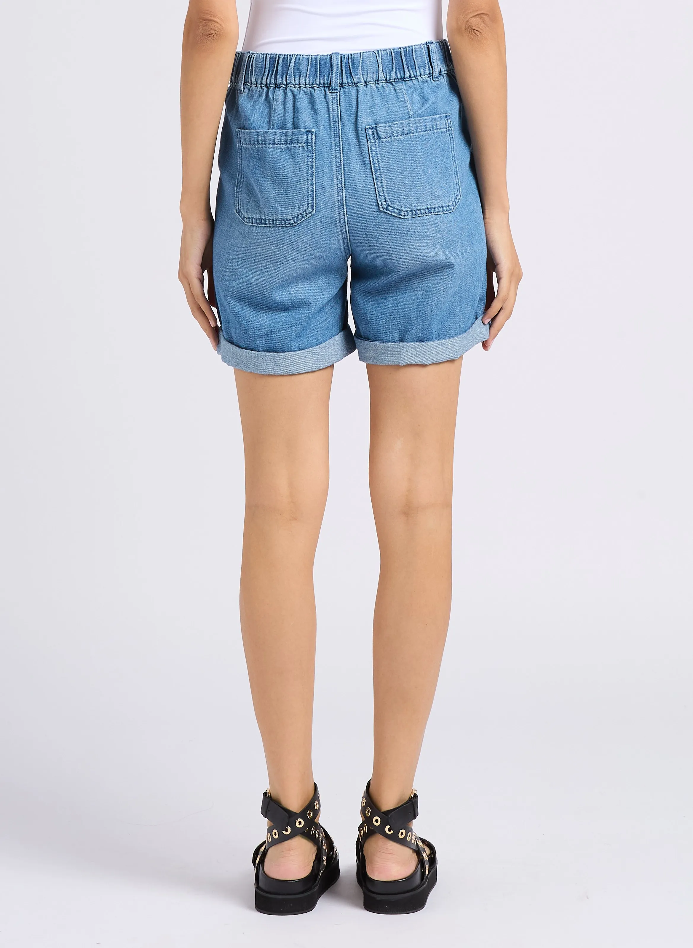 MAISON 123 SANAE  SHORT DE MEZCLILLA DE ALGODóN EN AZUL