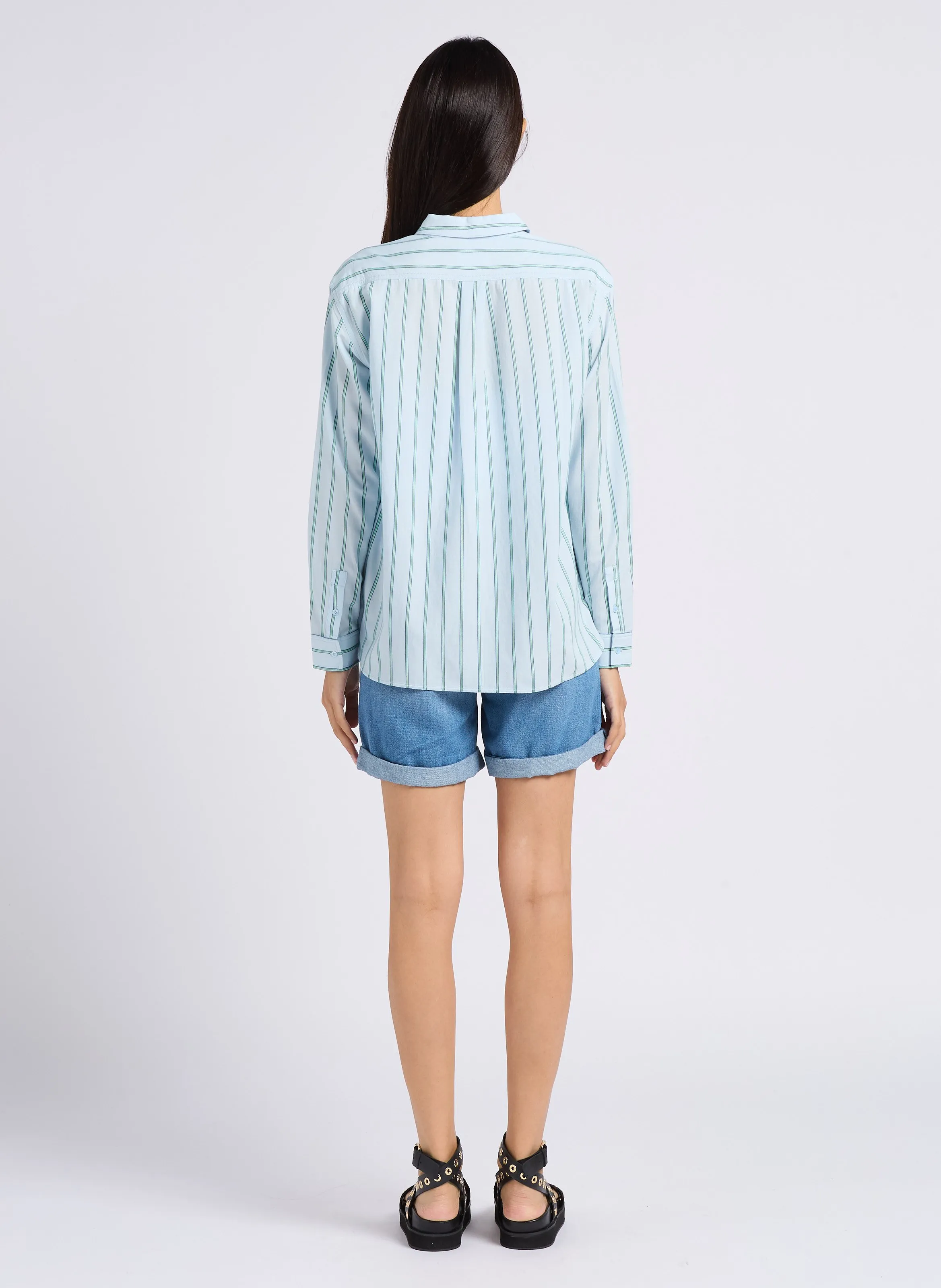 MAISON 123 SANAE  SHORT DE MEZCLILLA DE ALGODóN EN AZUL