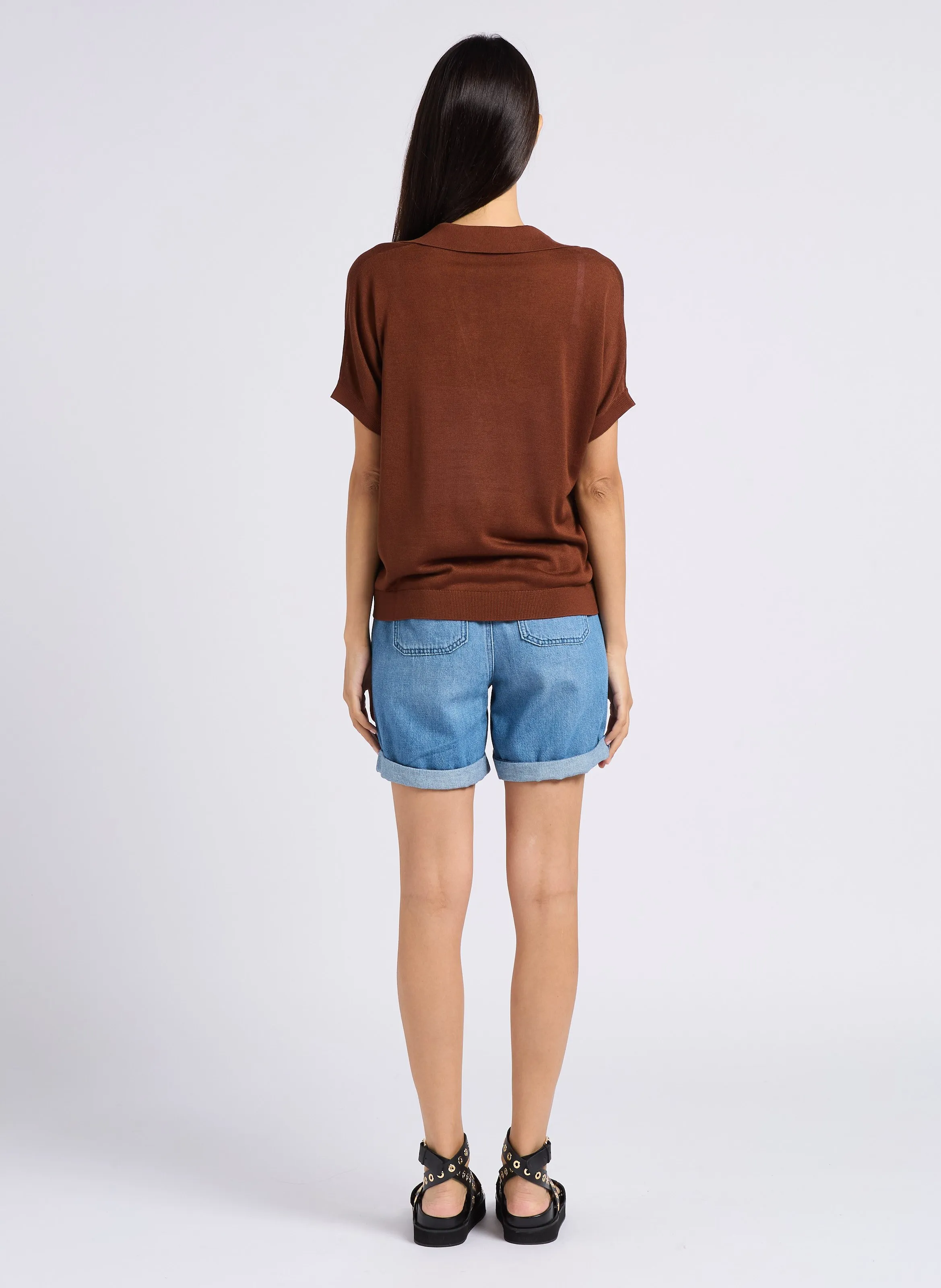 MAISON 123 SANAE  SHORT DE MEZCLILLA DE ALGODóN EN AZUL