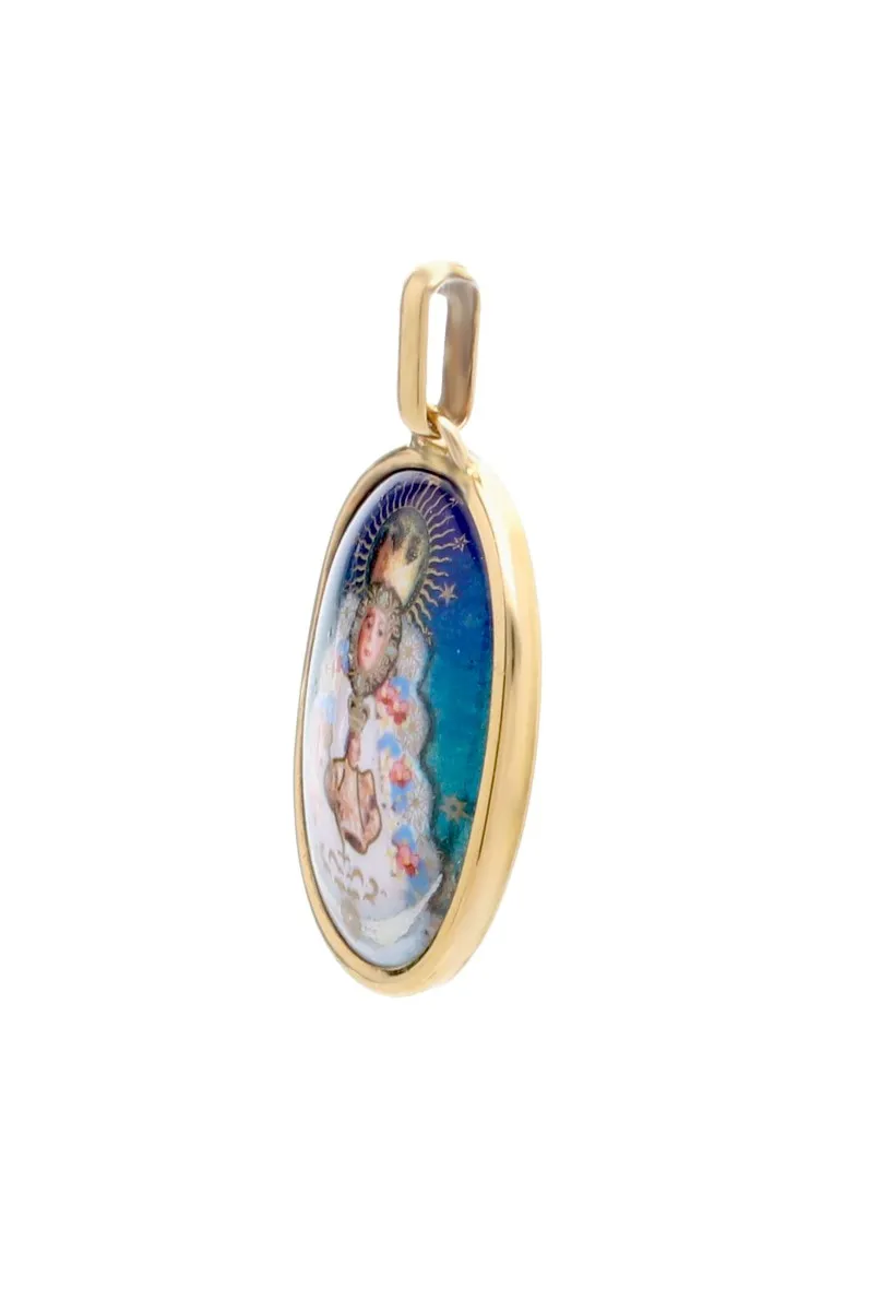 MEDALLA RELIGIOSA ORO Y ESMALTE A FUEGO VIRGEN DEL ROCIO 053_553