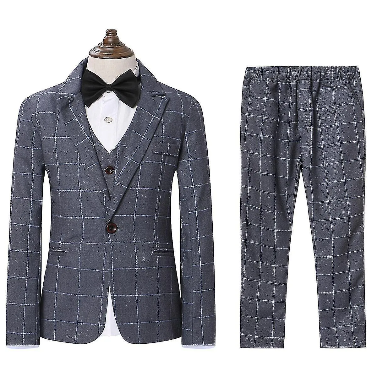 NIñOS 3PIECE WEDDING PARTY CEREMONIA DE GRADUACIóN TRAJE A CUADROS (BLAZER + CHALECO + PANTALONES)