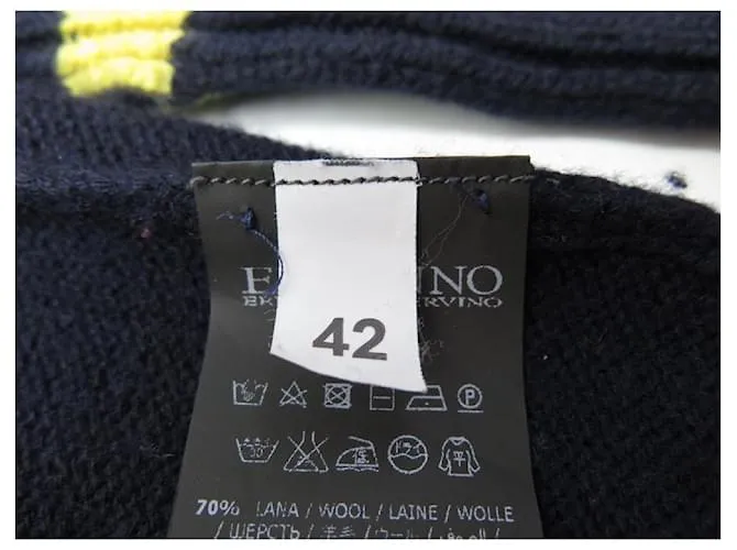NUEVO SUÉTER ERMANNO SCERVINO MEDALS 42 ESO 38 MEDALLA DE CASHMERE DE SEDA DE LANA FR Azul marino 
