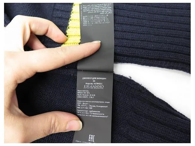 NUEVO SUÉTER ERMANNO SCERVINO MEDALS 42 ESO 38 MEDALLA DE CASHMERE DE SEDA DE LANA FR Azul marino 