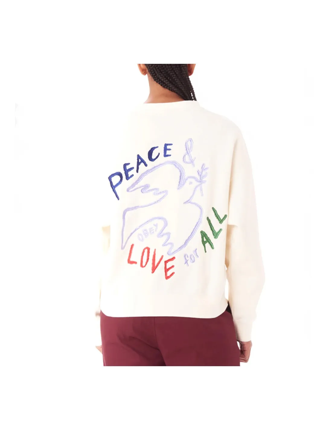 OBEY PEACE DOVE CREW UNBLEACHED